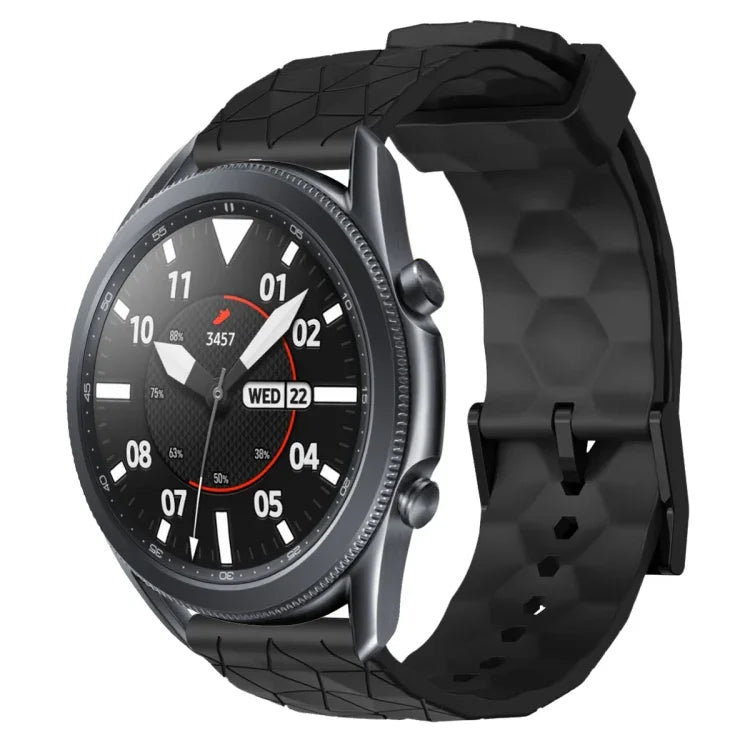 سوار ساعة سيليكون بلون صلب بنمط كرة القدم مقاس 22مم، لساعات Samsung Galaxy Watch3 مقاس 45مم، لساعات Samsung Galaxy Watch مقاس 46مم، لساعات Samsung Gear S3 Classic، لساعات Samsung Gear S3 Frontier