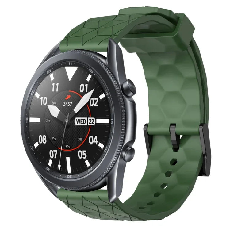 سوار ساعة سيليكون بلون صلب بنمط كرة القدم مقاس 22مم، لساعات Samsung Galaxy Watch3 مقاس 45مم، لساعات Samsung Galaxy Watch مقاس 46مم، لساعات Samsung Gear S3 Classic، لساعات Samsung Gear S3 Frontier