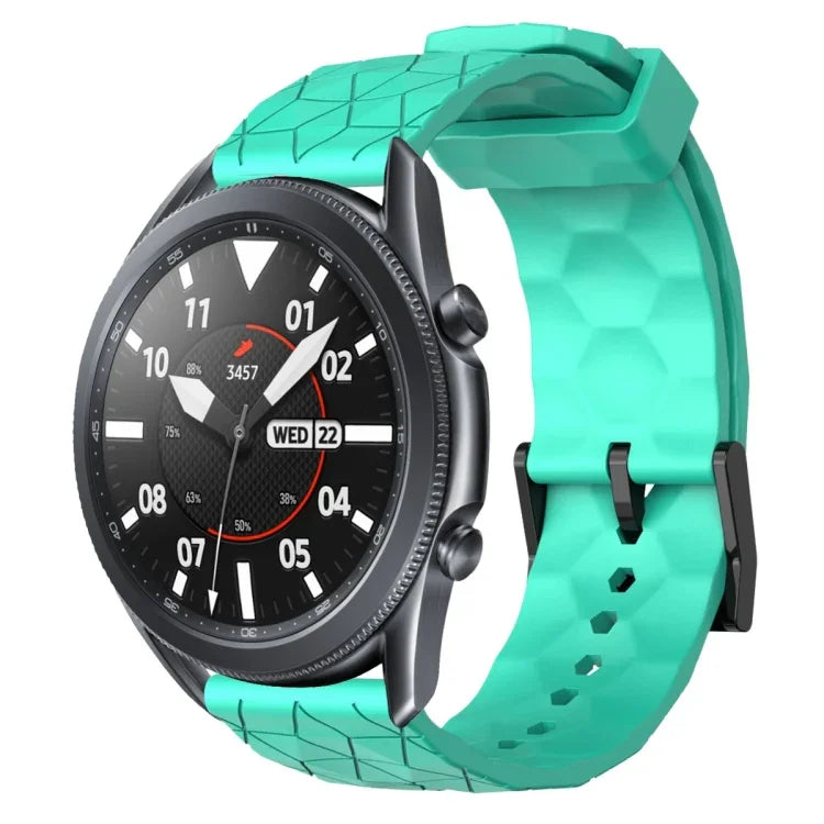 سوار ساعة سيليكون بلون صلب بنمط كرة القدم مقاس 22مم، لساعات Samsung Galaxy Watch3 مقاس 45مم، لساعات Samsung Galaxy Watch مقاس 46مم، لساعات Samsung Gear S3 Classic، لساعات Samsung Gear S3 Frontier