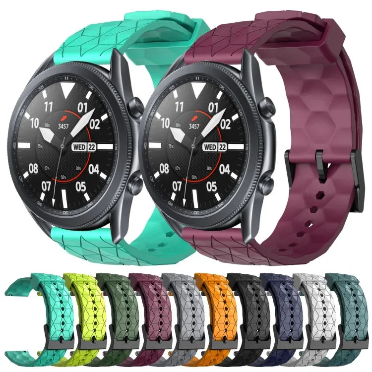 سوار ساعة سيليكون بلون صلب بنمط كرة القدم مقاس 22مم، لساعات Samsung Galaxy Watch3 مقاس 45مم، لساعات Samsung Galaxy Watch مقاس 46مم، لساعات Samsung Gear S3 Classic، لساعات Samsung Gear S3 Frontier