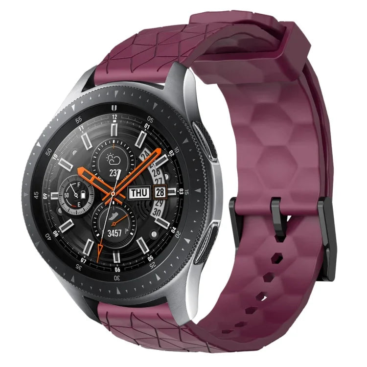 سوار ساعة سيليكون بلون صلب بنمط كرة القدم مقاس 22مم، لساعات Samsung Galaxy Watch3 مقاس 45مم، لساعات Samsung Galaxy Watch مقاس 46مم، لساعات Samsung Gear S3 Classic، لساعات Samsung Gear S3 Frontier