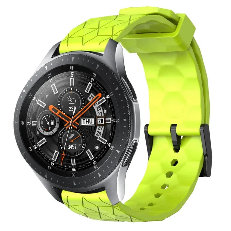 سوار ساعة سيليكون بلون صلب بنمط كرة القدم مقاس 22مم، لساعات Samsung Galaxy Watch3 مقاس 45مم، لساعات Samsung Galaxy Watch مقاس 46مم، لساعات Samsung Gear S3 Classic، لساعات Samsung Gear S3 Frontier
