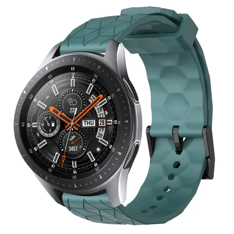 سوار ساعة سيليكون بلون صلب بنمط كرة القدم مقاس 22مم، لساعات Samsung Galaxy Watch3 مقاس 45مم، لساعات Samsung Galaxy Watch مقاس 46مم، لساعات Samsung Gear S3 Classic، لساعات Samsung Gear S3 Frontier