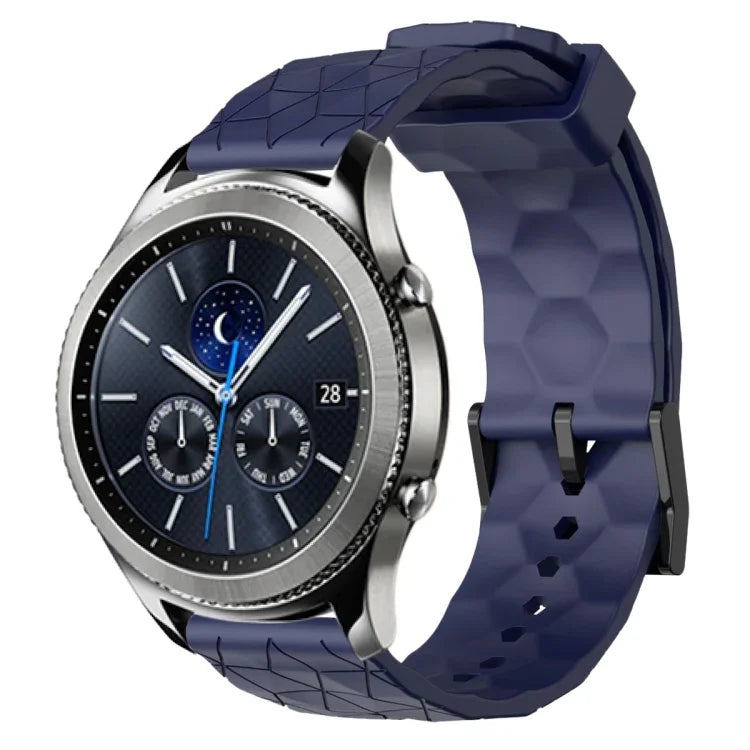 سوار ساعة سيليكون بلون صلب بنمط كرة القدم مقاس 22مم، لساعات Samsung Galaxy Watch3 مقاس 45مم، لساعات Samsung Galaxy Watch مقاس 46مم، لساعات Samsung Gear S3 Classic، لساعات Samsung Gear S3 Frontier
