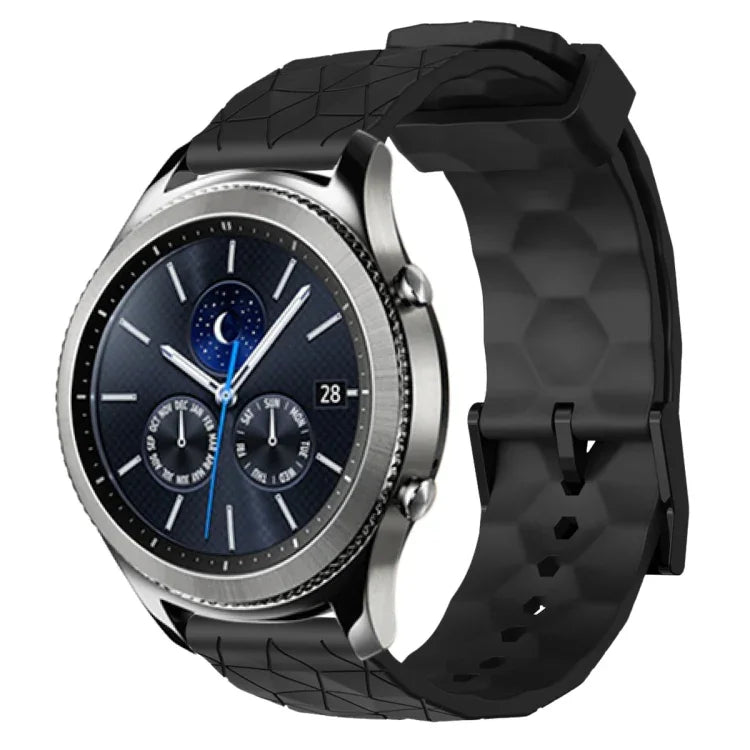 سوار ساعة سيليكون بلون صلب بنمط كرة القدم مقاس 22مم، لساعات Samsung Galaxy Watch3 مقاس 45مم، لساعات Samsung Galaxy Watch مقاس 46مم، لساعات Samsung Gear S3 Classic، لساعات Samsung Gear S3 Frontier