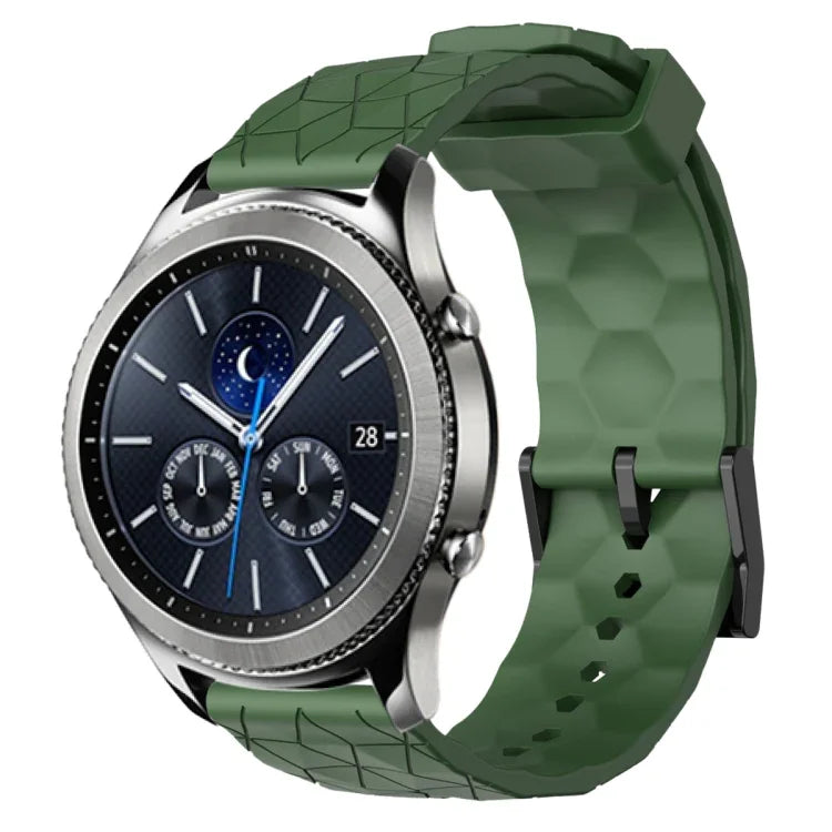 سوار ساعة سيليكون بلون صلب بنمط كرة القدم مقاس 22مم، لساعات Samsung Galaxy Watch3 مقاس 45مم، لساعات Samsung Galaxy Watch مقاس 46مم، لساعات Samsung Gear S3 Classic، لساعات Samsung Gear S3 Frontier