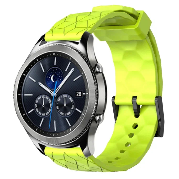 سوار ساعة سيليكون بلون صلب بنمط كرة القدم مقاس 22مم، لساعات Samsung Galaxy Watch3 مقاس 45مم، لساعات Samsung Galaxy Watch مقاس 46مم، لساعات Samsung Gear S3 Classic، لساعات Samsung Gear S3 Frontier