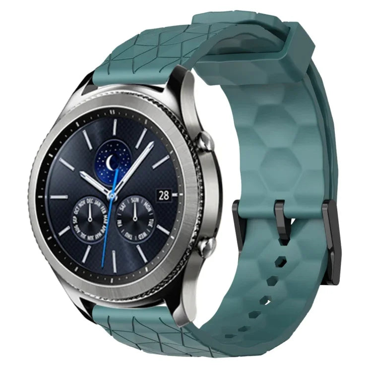 سوار ساعة سيليكون بلون صلب بنمط كرة القدم مقاس 22مم، لساعات Samsung Galaxy Watch3 مقاس 45مم، لساعات Samsung Galaxy Watch مقاس 46مم، لساعات Samsung Gear S3 Classic، لساعات Samsung Gear S3 Frontier