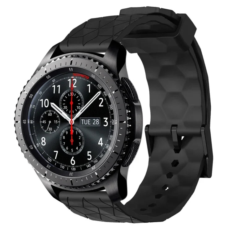 سوار ساعة سيليكون بلون صلب بنمط كرة القدم مقاس 22مم، لساعات Samsung Galaxy Watch3 مقاس 45مم، لساعات Samsung Galaxy Watch مقاس 46مم، لساعات Samsung Gear S3 Classic، لساعات Samsung Gear S3 Frontier
