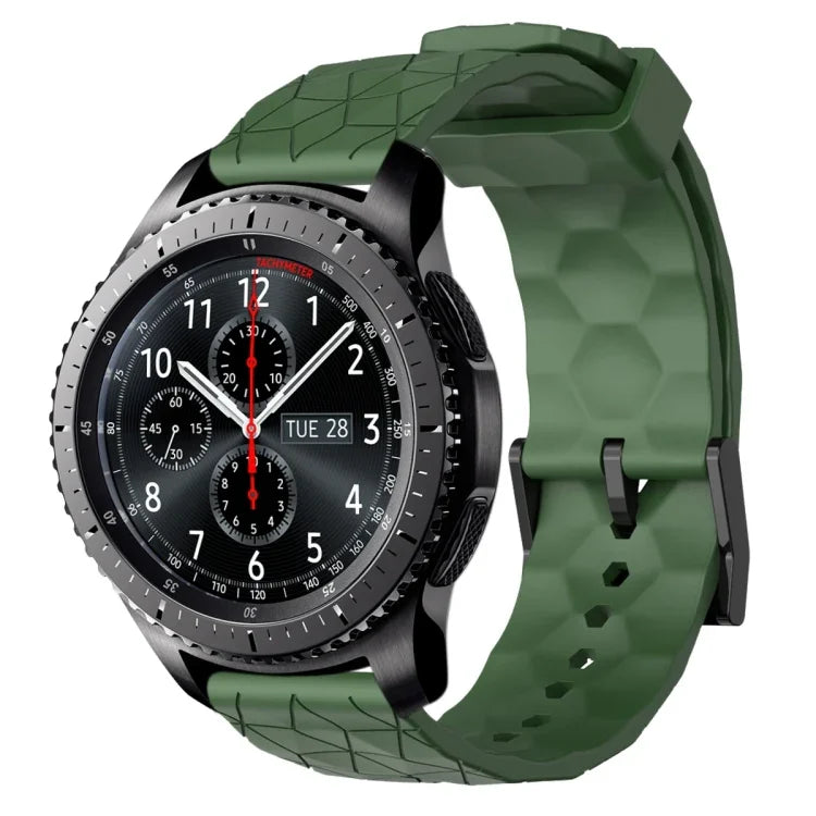 سوار ساعة سيليكون بلون صلب بنمط كرة القدم مقاس 22مم، لساعات Samsung Galaxy Watch3 مقاس 45مم، لساعات Samsung Galaxy Watch مقاس 46مم، لساعات Samsung Gear S3 Classic، لساعات Samsung Gear S3 Frontier