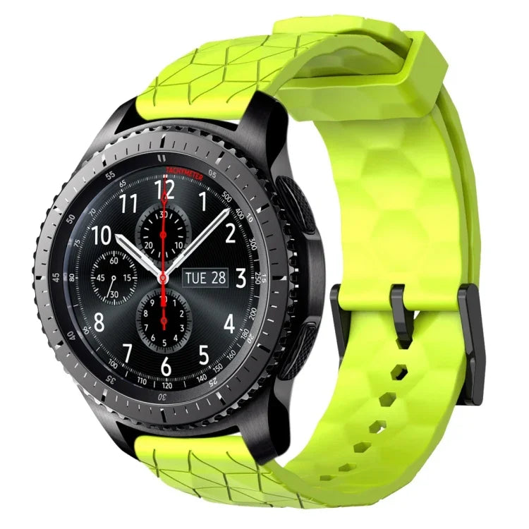 سوار ساعة سيليكون بلون صلب بنمط كرة القدم مقاس 22مم، لساعات Samsung Galaxy Watch3 مقاس 45مم، لساعات Samsung Galaxy Watch مقاس 46مم، لساعات Samsung Gear S3 Classic، لساعات Samsung Gear S3 Frontier