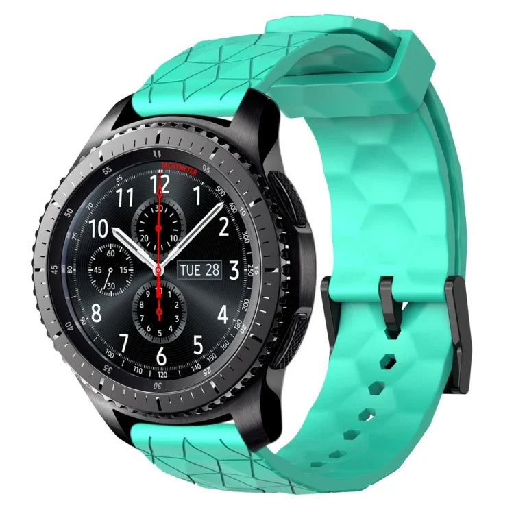سوار ساعة سيليكون بلون صلب بنمط كرة القدم مقاس 22مم، لساعات Samsung Galaxy Watch3 مقاس 45مم، لساعات Samsung Galaxy Watch مقاس 46مم، لساعات Samsung Gear S3 Classic، لساعات Samsung Gear S3 Frontier