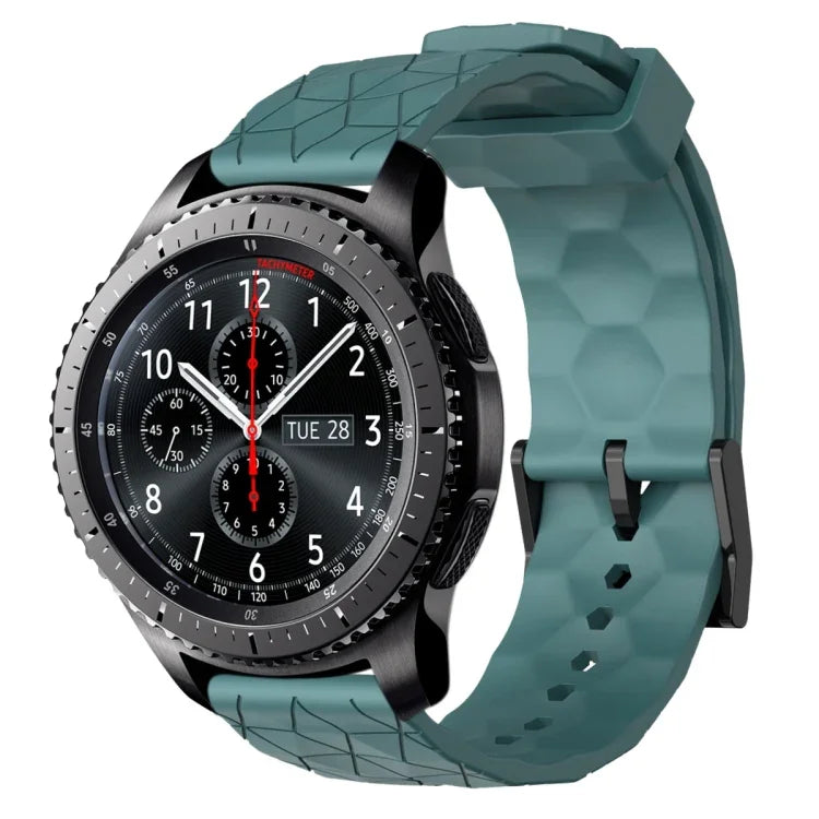 سوار ساعة سيليكون بلون صلب بنمط كرة القدم مقاس 22مم، لساعات Samsung Galaxy Watch3 مقاس 45مم، لساعات Samsung Galaxy Watch مقاس 46مم، لساعات Samsung Gear S3 Classic، لساعات Samsung Gear S3 Frontier