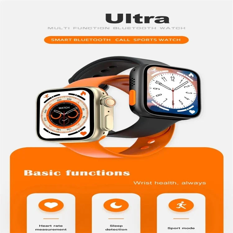ساعة ذكية S8 Ultra بشاشة ملونة 1.81 بوصة، تدعم مراقبة معدل ضربات القلب / ضغط الدم