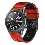 سوار ساعة سيليكون مثقوب بلونين بعرض 22مم، لساعات Samsung Galaxy Watch3 بمقاس 45مم، و Samsung Galaxy Watch بمقاس 46مم، و Samsung Gear S3 Classic، و Samsung Gear S3 Frontier