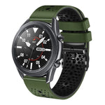 سوار ساعة سيليكون مثقوب بلونين بعرض 22مم، لساعات Samsung Galaxy Watch3 بمقاس 45مم، و Samsung Galaxy Watch بمقاس 46مم، و Samsung Gear S3 Classic، و Samsung Gear S3 Frontier