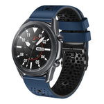 سوار ساعة سيليكون مثقوب بلونين بعرض 22مم، لساعات Samsung Galaxy Watch3 بمقاس 45مم، و Samsung Galaxy Watch بمقاس 46مم، و Samsung Gear S3 Classic، و Samsung Gear S3 Frontier