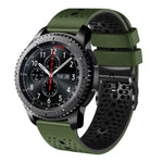 سوار ساعة سيليكون مثقوب بلونين بعرض 22مم، لساعات Samsung Galaxy Watch3 بمقاس 45مم، و Samsung Galaxy Watch بمقاس 46مم، و Samsung Gear S3 Classic، و Samsung Gear S3 Frontier