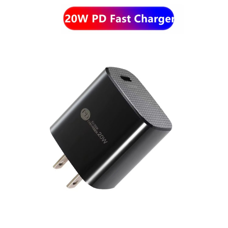 شاحن سريع صغير PD11 بمنفذ واحد PD3.0 USB-C / Type-C بقوة 20 واط لسلسلة iPhone / iPad، قابس الولايات المتحدة، قابس الولايات المتحدة