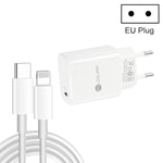 شاحن سريع PD11 بمنفذ واحد PD3.0 USB-C / Type-C بقوة 20 واط مع كابل بيانات Type-C إلى 8 سنون بطول 1 متر، قابس الاتحاد الأوروبي، قابس الاتحاد الأوروبي + كابل Type-C إلى 8 سنون