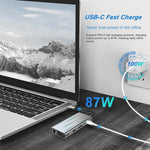 موزع USB C، محول USB C 11 في 1 مع HDMI 4K، VGA، شحن PD من نوع C، USB3.0، إيثرنت RJ45، قارئ بطاقات SD/TF، AUX 3.5 مم، محطة إرساء متوافقة مع MacBook Pro/Air وأجهزة اللابتوب الأخرى من نوع C