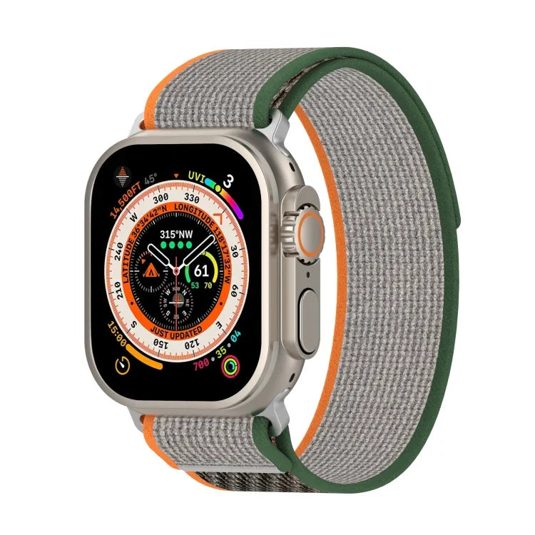 سوار ساعة من النايلون ثنائي اللون مع مشبك وخطاف، لساعة Apple Watch Ultra مقاس 49مم، ولسلسلة Apple Watch 8&7 مقاس 45مم/SE 2&6&SE&5&4 مقاس 44مم، ولسلسلة Apple Watch 8&7 مقاس 41مم/SE 2&6&SE&5&4 مقاس 40مم