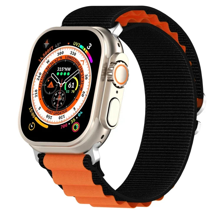 سوار ساعة من النايلون ثنائي اللون، لساعة Apple Watch Ultra مقاس 49مم، ولسلسلة Apple Watch 8&7 مقاس 45مم/SE 2&6&SE&5&4 مقاس 44مم، ولسلسلة Apple Watch 8&7 مقاس 41مم/SE 2&6&SE&5&4 مقاس 40مم