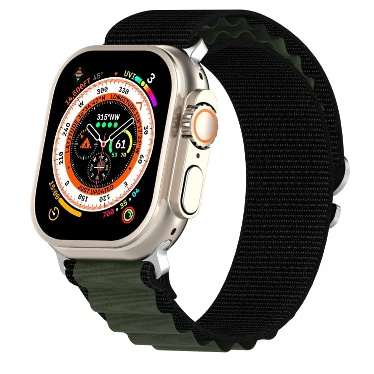 سوار ساعة من النايلون ثنائي اللون، لساعة Apple Watch Ultra مقاس 49مم، ولسلسلة Apple Watch 8&7 مقاس 45مم/SE 2&6&SE&5&4 مقاس 44مم، ولسلسلة Apple Watch 8&7 مقاس 41مم/SE 2&6&SE&5&4 مقاس 40مم