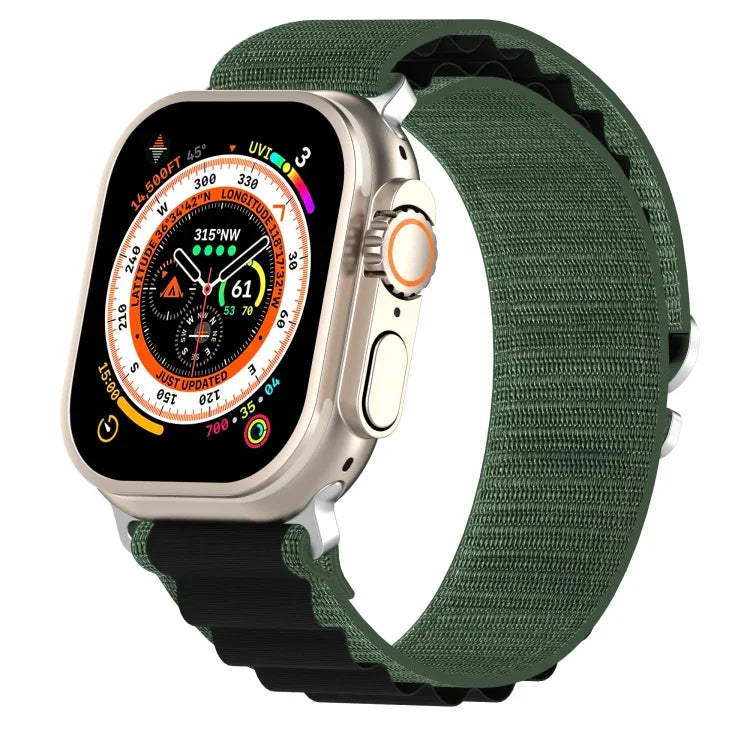 سوار ساعة من النايلون ثنائي اللون، لساعة Apple Watch Ultra مقاس 49مم، ولسلسلة Apple Watch 8&7 مقاس 45مم/SE 2&6&SE&5&4 مقاس 44مم، ولسلسلة Apple Watch 8&7 مقاس 41مم/SE 2&6&SE&5&4 مقاس 40مم
