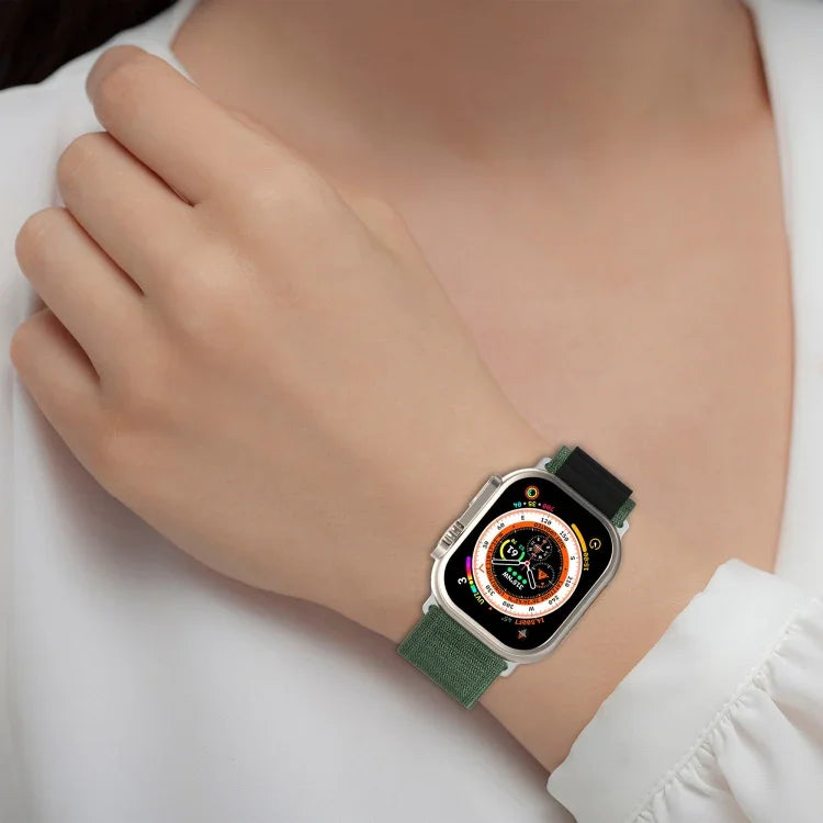 سوار ساعة من النايلون ثنائي اللون، لساعة Apple Watch Ultra مقاس 49مم، ولسلسلة Apple Watch 8&7 مقاس 45مم/SE 2&6&SE&5&4 مقاس 44مم، ولسلسلة Apple Watch 8&7 مقاس 41مم/SE 2&6&SE&5&4 مقاس 40مم