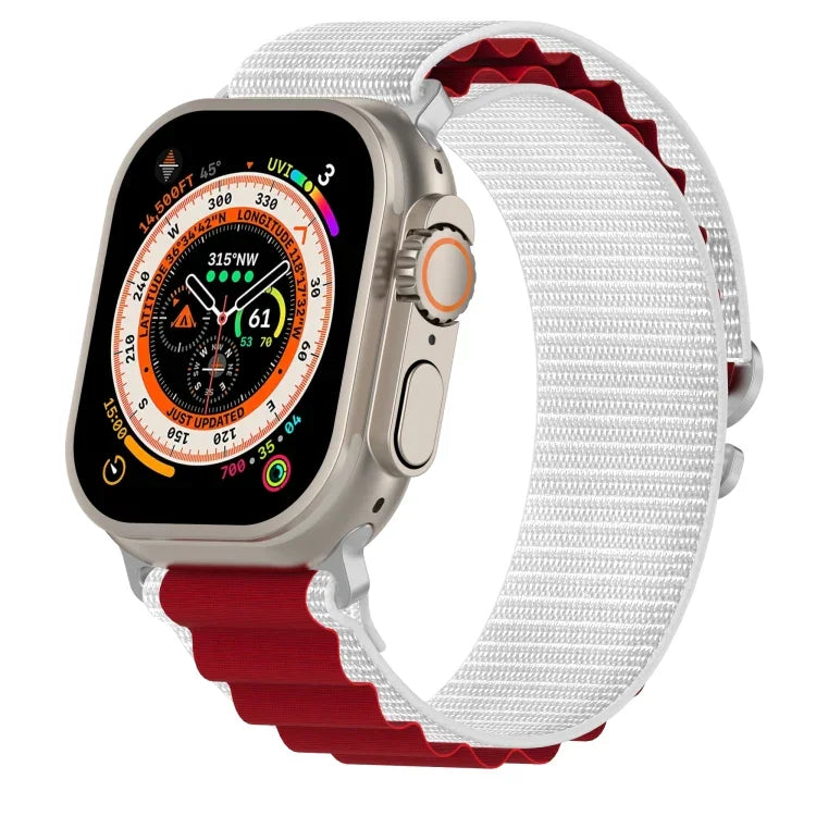 سوار ساعة من النايلون ثنائي اللون، لساعة Apple Watch Ultra مقاس 49مم، ولسلسلة Apple Watch 8&7 مقاس 45مم/SE 2&6&SE&5&4 مقاس 44مم، ولسلسلة Apple Watch 8&7 مقاس 41مم/SE 2&6&SE&5&4 مقاس 40مم