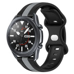 سوار ساعة سيليكون ذو إبزيم فراشة بعرض 22مم بلونين، لساعات Samsung Galaxy Watch3 بمقاس 45مم، لساعات Samsung Galaxy Watch بمقاس 46مم، لساعات Samsung Gear S3 Classic، لساعات Samsung Gear S3 Frontier