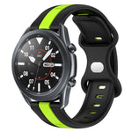 سوار ساعة سيليكون ذو إبزيم فراشة بعرض 22مم بلونين، لساعات Samsung Galaxy Watch3 بمقاس 45مم، لساعات Samsung Galaxy Watch بمقاس 46مم، لساعات Samsung Gear S3 Classic، لساعات Samsung Gear S3 Frontier