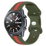 سوار ساعة سيليكون ذو إبزيم فراشة بعرض 22مم بلونين، لساعات Samsung Galaxy Watch3 بمقاس 45مم، لساعات Samsung Galaxy Watch بمقاس 46مم، لساعات Samsung Gear S3 Classic، لساعات Samsung Gear S3 Frontier