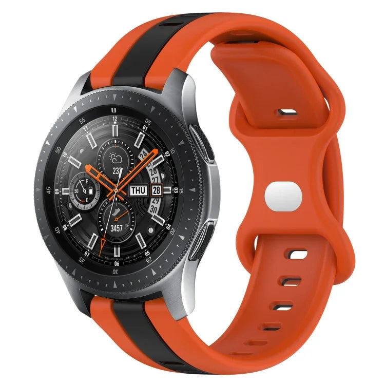 سوار ساعة سيليكون ذو إبزيم فراشة بعرض 22مم بلونين، لساعات Samsung Galaxy Watch3 بمقاس 45مم، لساعات Samsung Galaxy Watch بمقاس 46مم، لساعات Samsung Gear S3 Classic، لساعات Samsung Gear S3 Frontier