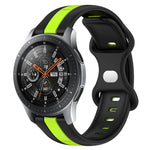 سوار ساعة سيليكون ذو إبزيم فراشة بعرض 22مم بلونين، لساعات Samsung Galaxy Watch3 بمقاس 45مم، لساعات Samsung Galaxy Watch بمقاس 46مم، لساعات Samsung Gear S3 Classic، لساعات Samsung Gear S3 Frontier