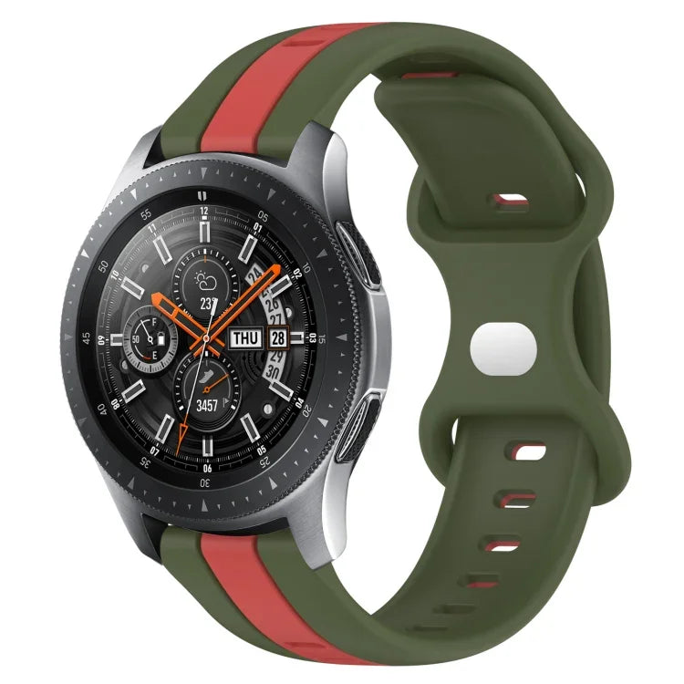 سوار ساعة سيليكون ذو إبزيم فراشة بعرض 22مم بلونين، لساعات Samsung Galaxy Watch3 بمقاس 45مم، لساعات Samsung Galaxy Watch بمقاس 46مم، لساعات Samsung Gear S3 Classic، لساعات Samsung Gear S3 Frontier