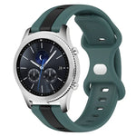 سوار ساعة سيليكون ذو إبزيم فراشة بعرض 22مم بلونين، لساعات Samsung Galaxy Watch3 بمقاس 45مم، لساعات Samsung Galaxy Watch بمقاس 46مم، لساعات Samsung Gear S3 Classic، لساعات Samsung Gear S3 Frontier