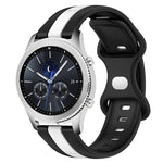 سوار ساعة سيليكون ذو إبزيم فراشة بعرض 22مم بلونين، لساعات Samsung Galaxy Watch3 بمقاس 45مم، لساعات Samsung Galaxy Watch بمقاس 46مم، لساعات Samsung Gear S3 Classic، لساعات Samsung Gear S3 Frontier