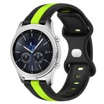 سوار ساعة سيليكون ذو إبزيم فراشة بعرض 22مم بلونين، لساعات Samsung Galaxy Watch3 بمقاس 45مم، لساعات Samsung Galaxy Watch بمقاس 46مم، لساعات Samsung Gear S3 Classic، لساعات Samsung Gear S3 Frontier