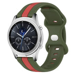 سوار ساعة سيليكون ذو إبزيم فراشة بعرض 22مم بلونين، لساعات Samsung Galaxy Watch3 بمقاس 45مم، لساعات Samsung Galaxy Watch بمقاس 46مم، لساعات Samsung Gear S3 Classic، لساعات Samsung Gear S3 Frontier
