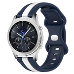 سوار ساعة سيليكون ذو إبزيم فراشة بعرض 22مم بلونين، لساعات Samsung Galaxy Watch3 بمقاس 45مم، لساعات Samsung Galaxy Watch بمقاس 46مم، لساعات Samsung Gear S3 Classic، لساعات Samsung Gear S3 Frontier