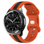 سوار ساعة سيليكون ذو إبزيم فراشة بعرض 22مم بلونين، لساعات Samsung Galaxy Watch3 بمقاس 45مم، لساعات Samsung Galaxy Watch بمقاس 46مم، لساعات Samsung Gear S3 Classic، لساعات Samsung Gear S3 Frontier