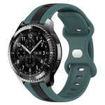 سوار ساعة سيليكون ذو إبزيم فراشة بعرض 22مم بلونين، لساعات Samsung Galaxy Watch3 بمقاس 45مم، لساعات Samsung Galaxy Watch بمقاس 46مم، لساعات Samsung Gear S3 Classic، لساعات Samsung Gear S3 Frontier