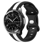 سوار ساعة سيليكون ذو إبزيم فراشة بعرض 22مم بلونين، لساعات Samsung Galaxy Watch3 بمقاس 45مم، لساعات Samsung Galaxy Watch بمقاس 46مم، لساعات Samsung Gear S3 Classic، لساعات Samsung Gear S3 Frontier