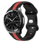 سوار ساعة سيليكون ذو إبزيم فراشة بعرض 22مم بلونين، لساعات Samsung Galaxy Watch3 بمقاس 45مم، لساعات Samsung Galaxy Watch بمقاس 46مم، لساعات Samsung Gear S3 Classic، لساعات Samsung Gear S3 Frontier