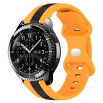 سوار ساعة سيليكون ذو إبزيم فراشة بعرض 22مم بلونين، لساعات Samsung Galaxy Watch3 بمقاس 45مم، لساعات Samsung Galaxy Watch بمقاس 46مم، لساعات Samsung Gear S3 Classic، لساعات Samsung Gear S3 Frontier