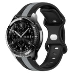 سوار ساعة سيليكون ذو إبزيم فراشة بعرض 22مم بلونين، لساعات Samsung Galaxy Watch3 بمقاس 45مم، لساعات Samsung Galaxy Watch بمقاس 46مم، لساعات Samsung Gear S3 Classic، لساعات Samsung Gear S3 Frontier