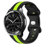 سوار ساعة سيليكون ذو إبزيم فراشة بعرض 22مم بلونين، لساعات Samsung Galaxy Watch3 بمقاس 45مم، لساعات Samsung Galaxy Watch بمقاس 46مم، لساعات Samsung Gear S3 Classic، لساعات Samsung Gear S3 Frontier