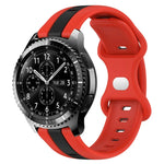سوار ساعة سيليكون ذو إبزيم فراشة بعرض 22مم بلونين، لساعات Samsung Galaxy Watch3 بمقاس 45مم، لساعات Samsung Galaxy Watch بمقاس 46مم، لساعات Samsung Gear S3 Classic، لساعات Samsung Gear S3 Frontier